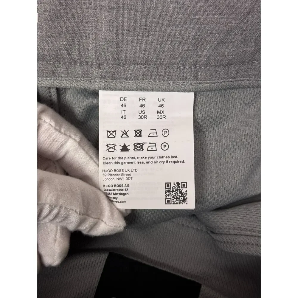 Hugo Boss Pants 30 x 32 Mens Gray Performance Stretch Slim Leg Trouser